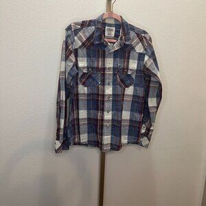 ARIAT Retro Fit Pearl Snap Plaid Print Western Shirt Men's Size Medium